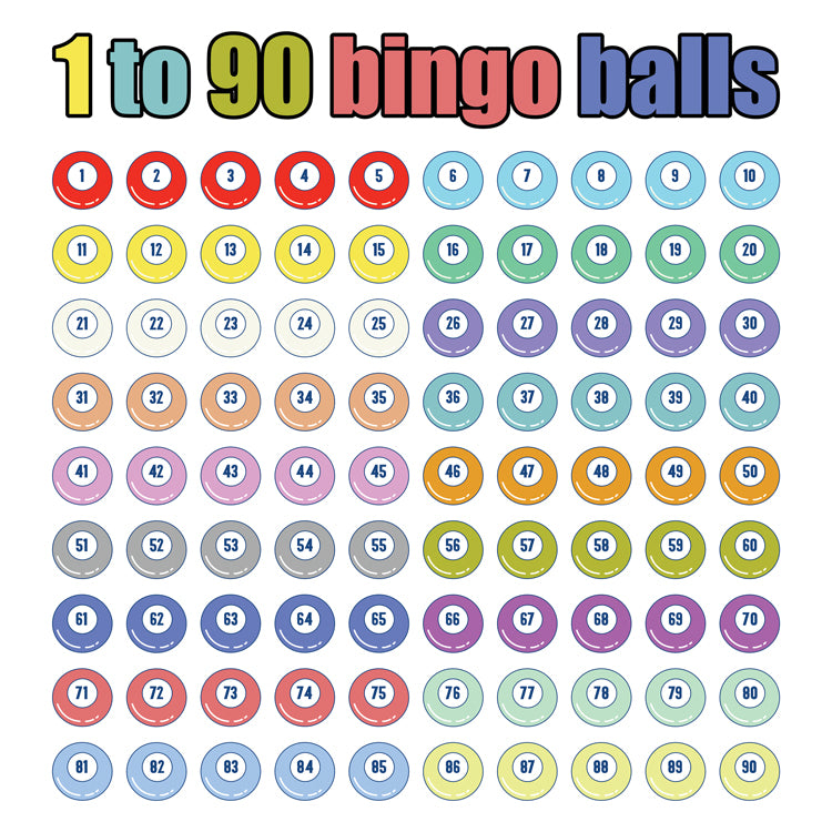 Set of 90 colourful Bingo Balls