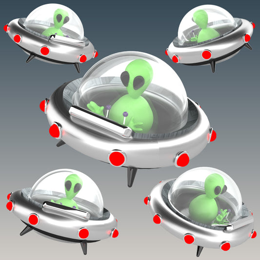 Alien UFO Flying Saucer Clipart 5 versions