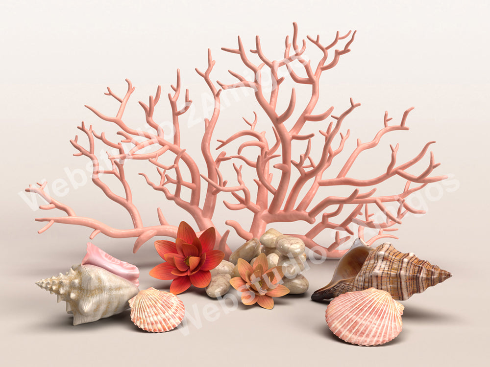 Coral with shells, peddles and flowers