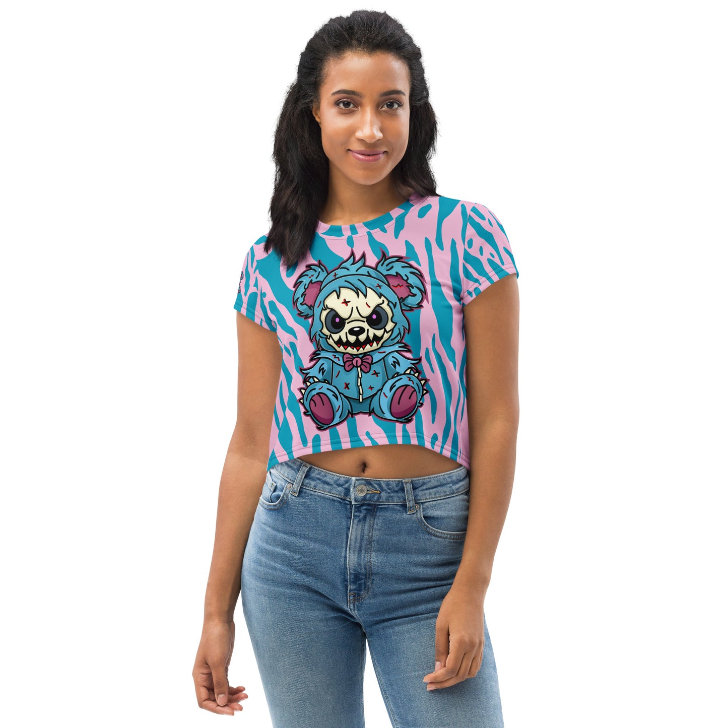 Cute Zombie Bear All-Over Print Crop Tee