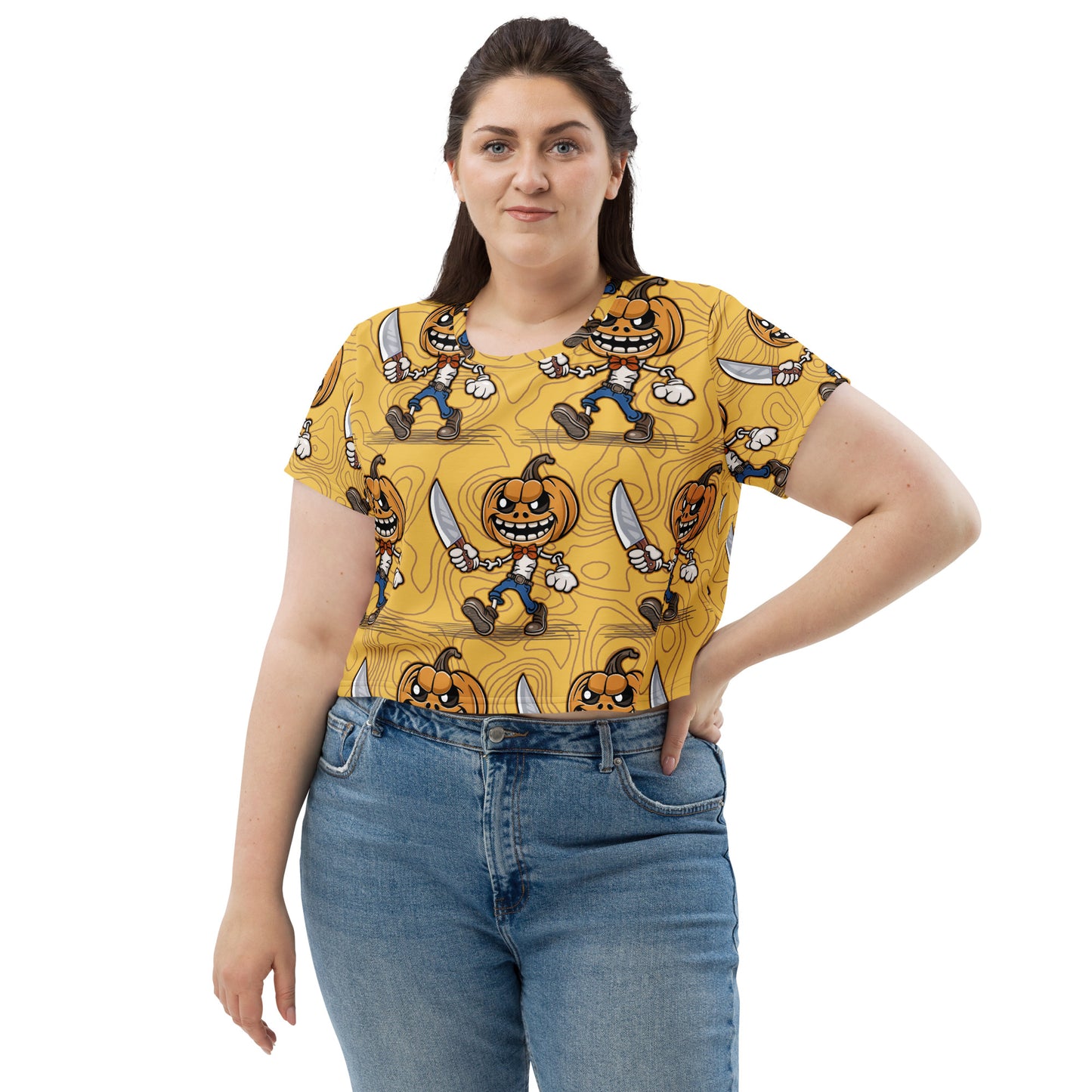 Pumpkin Slayer is Here! All-Over Print Crop Tee