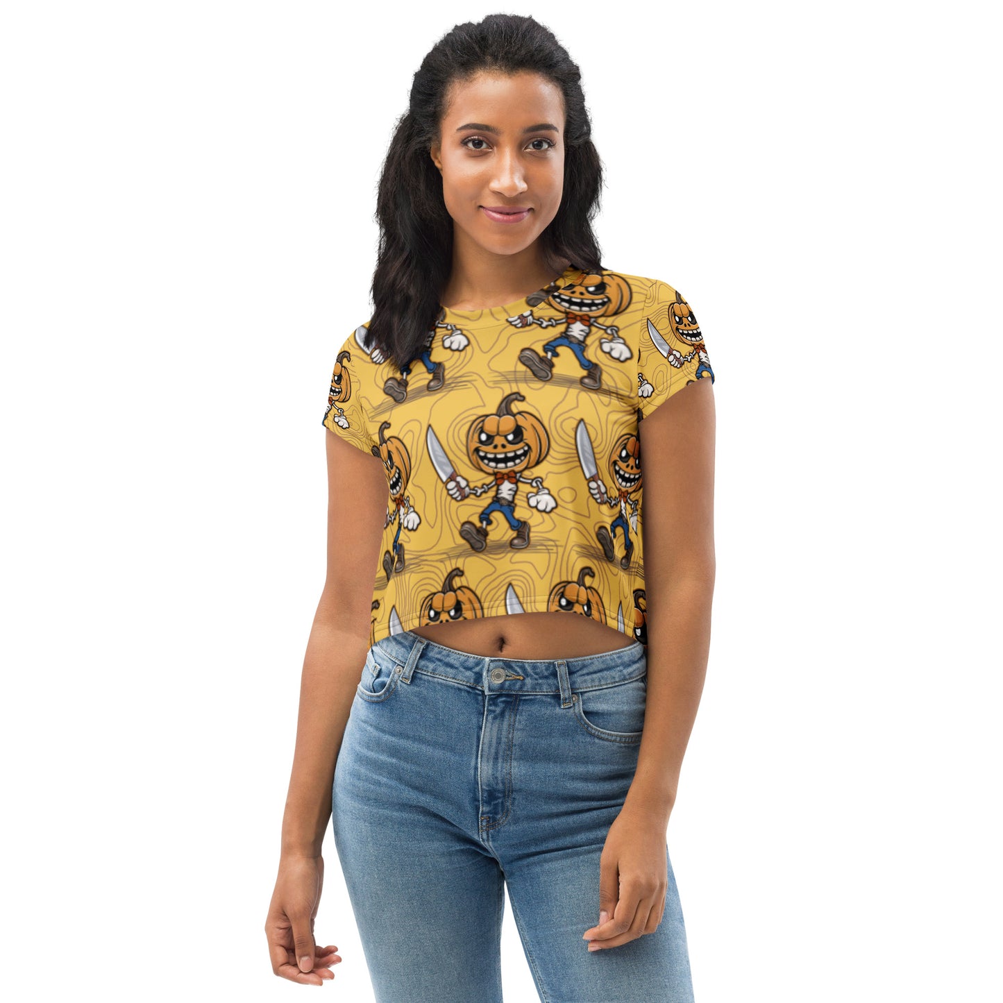 Pumpkin Slayer is Here! All-Over Print Crop Tee