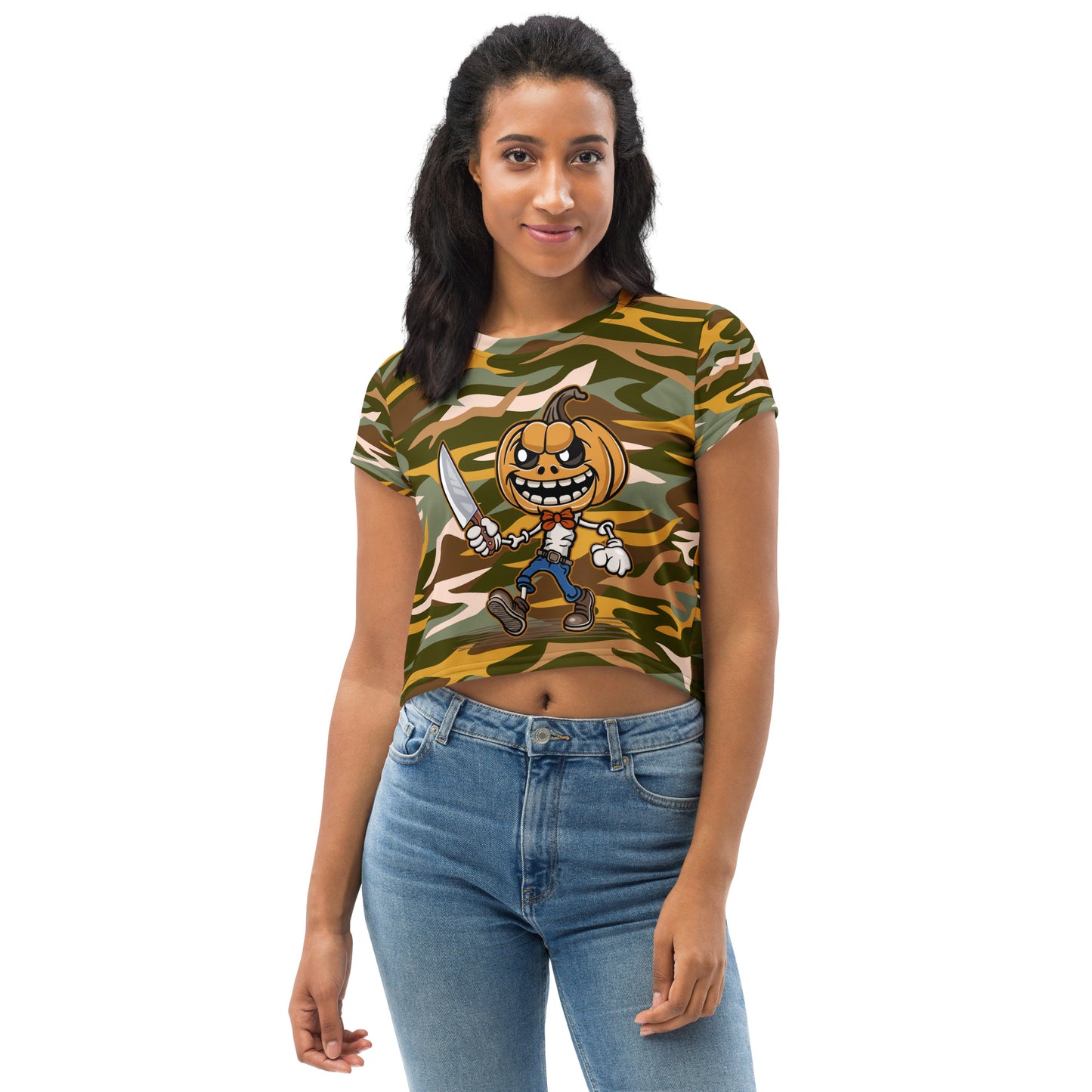 Pumpkin Slayer All-Over Print Crop Tee