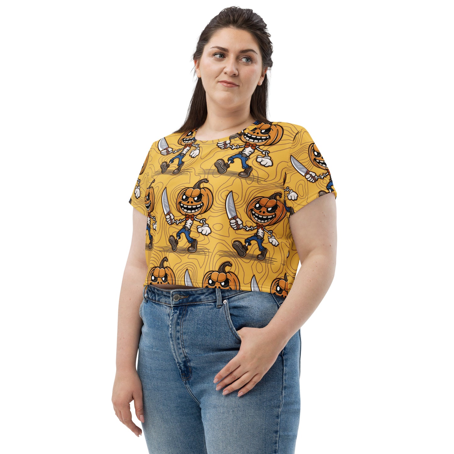 Pumpkin Slayer is Here! All-Over Print Crop Tee