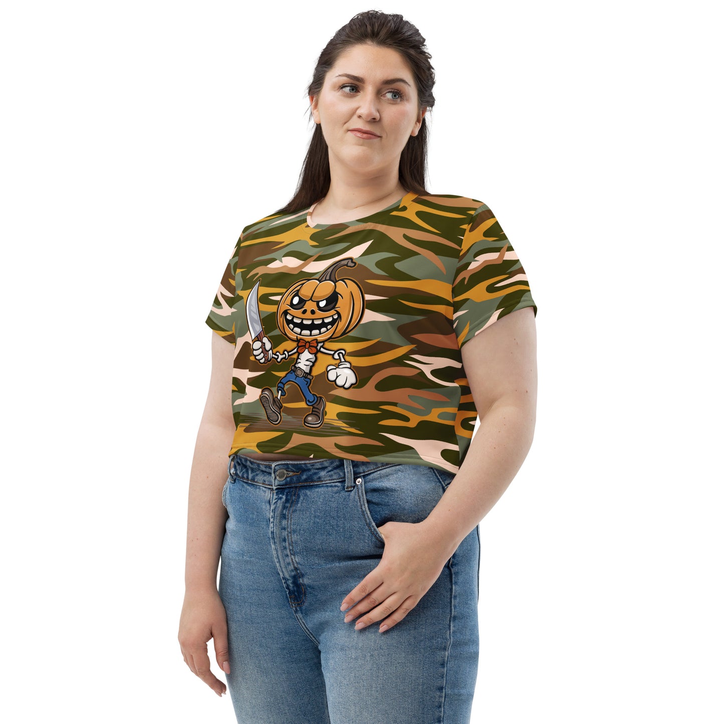 Pumpkin Slayer All-Over Print Crop Tee