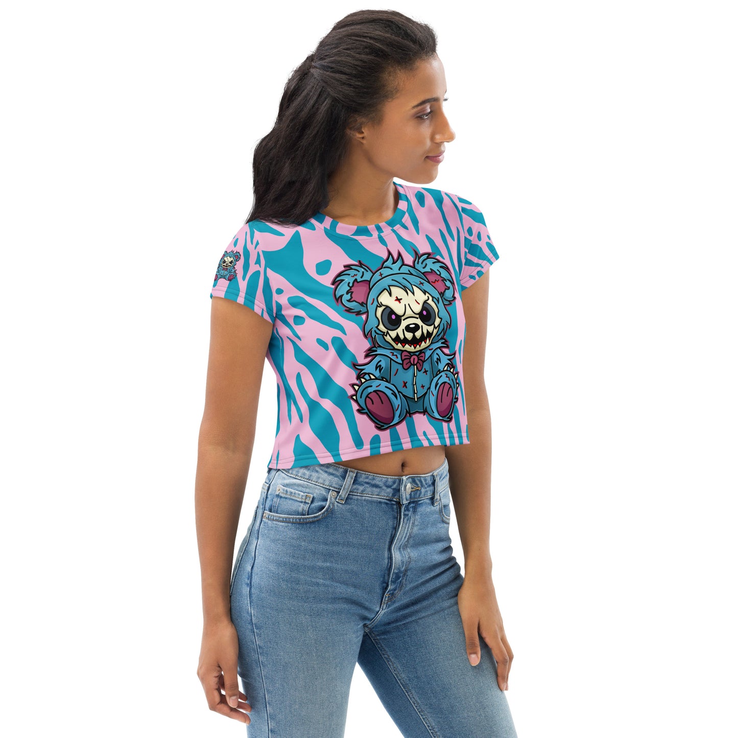 Cute Zombie Bear All-Over Print Crop Tee