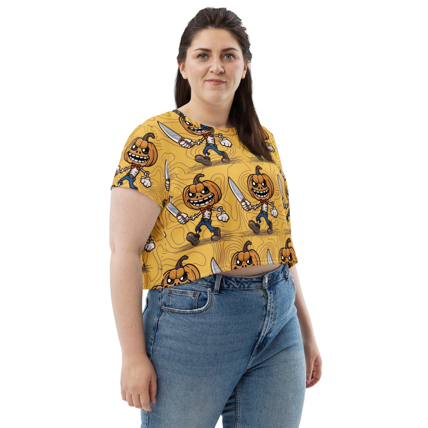 Pumpkin Slayer is Here! All-Over Print Crop Tee