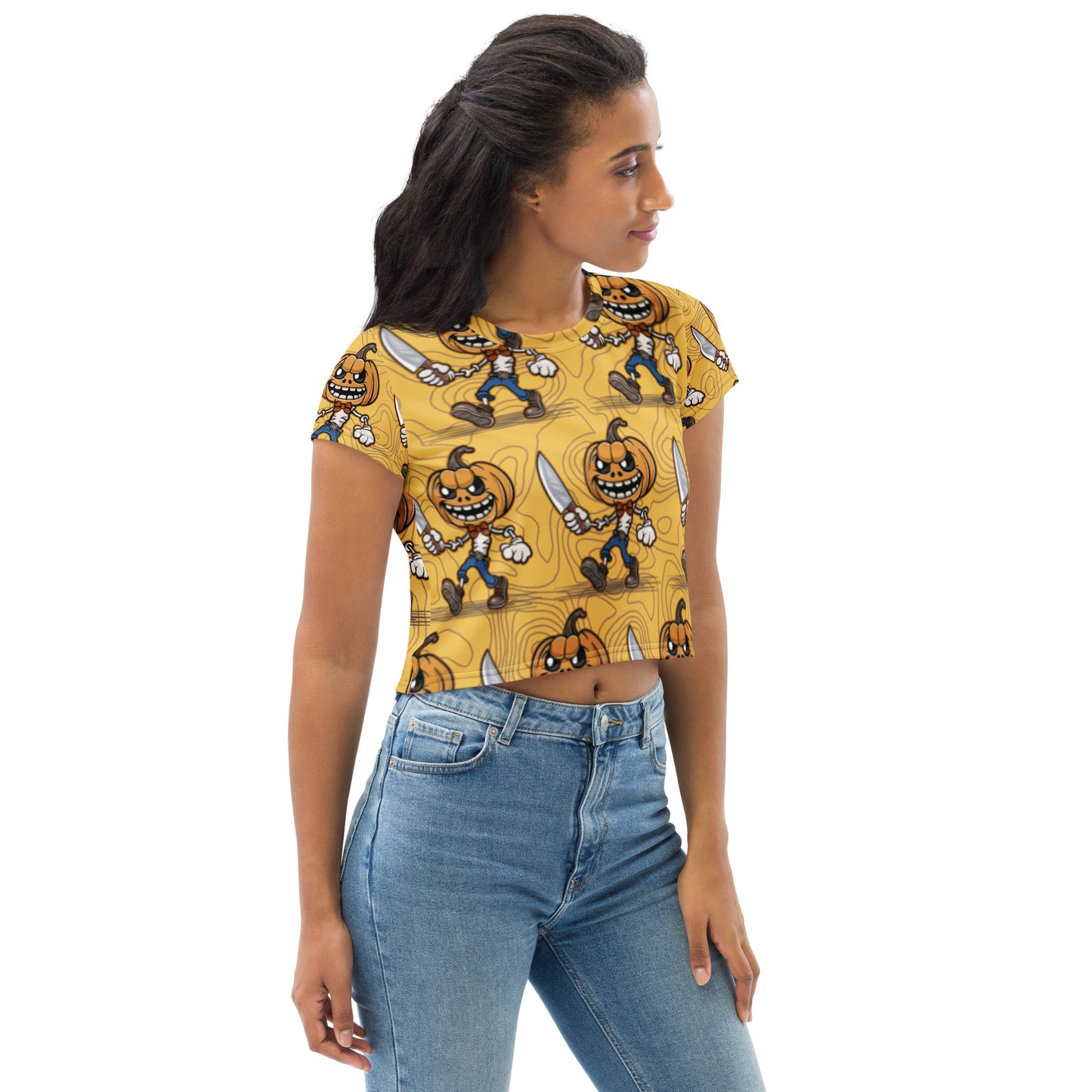 Pumpkin Slayer is Here! All-Over Print Crop Tee