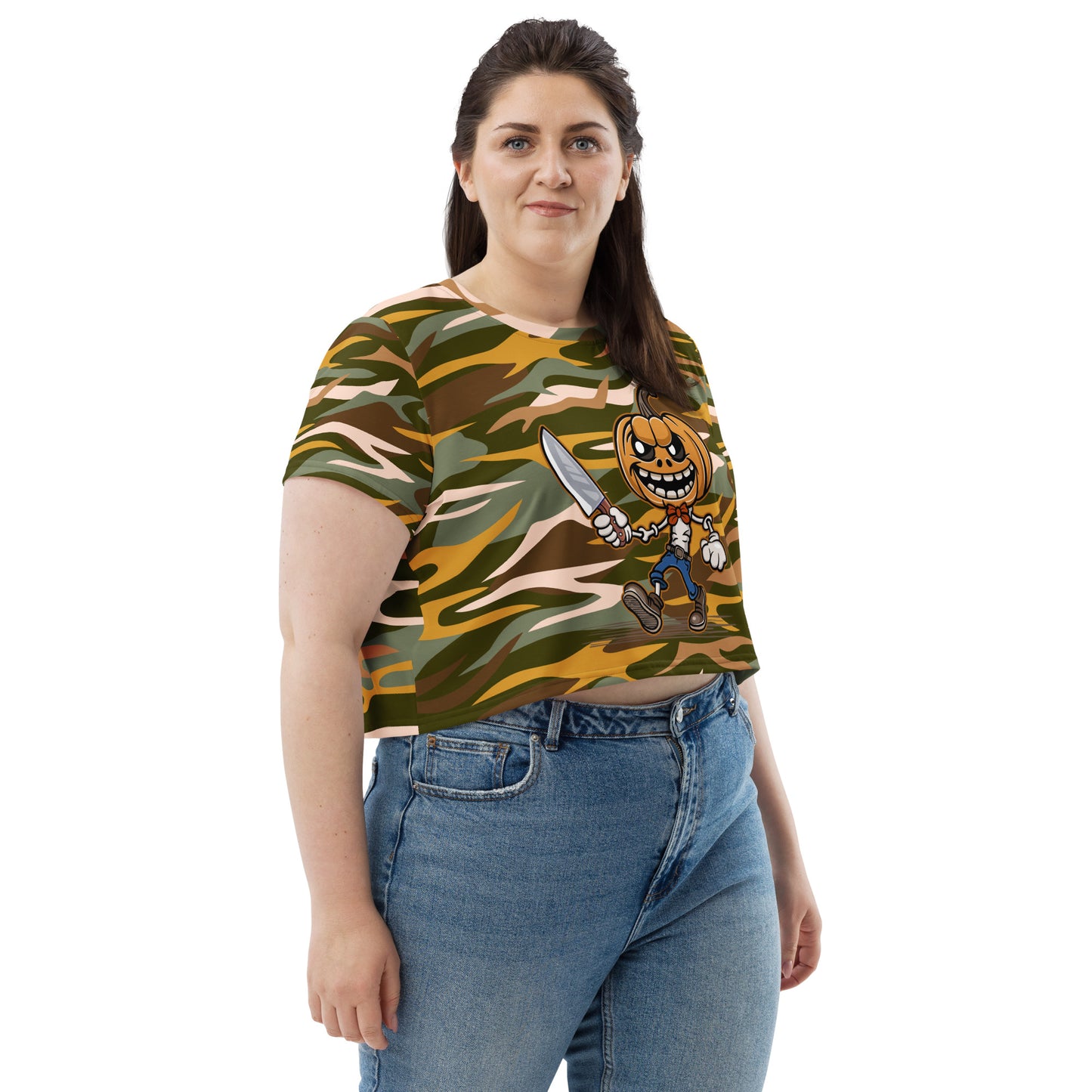 Pumpkin Slayer All-Over Print Crop Tee