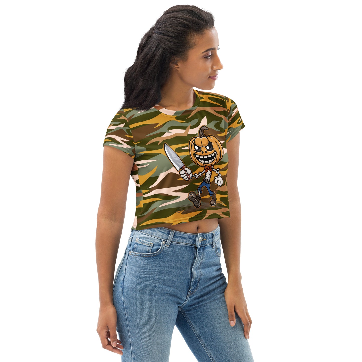 Pumpkin Slayer All-Over Print Crop Tee