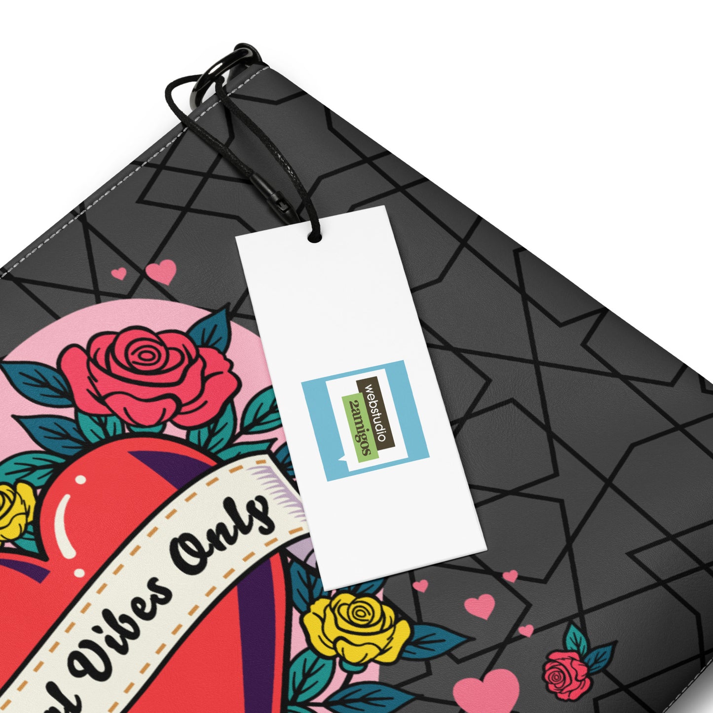 Cool Vibes Only Heart with Roses Crossbody bag