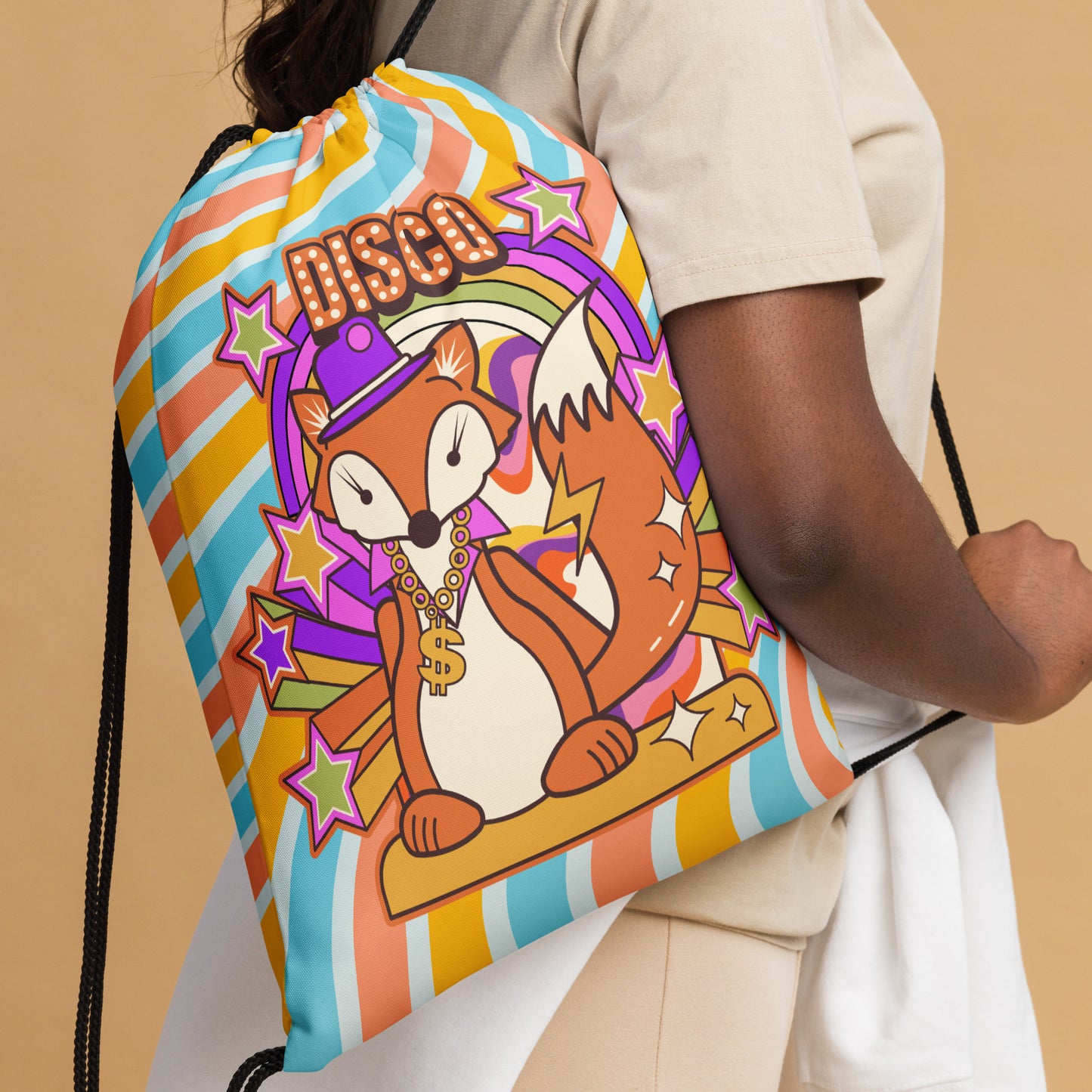 Disco Fox Drawstring bag