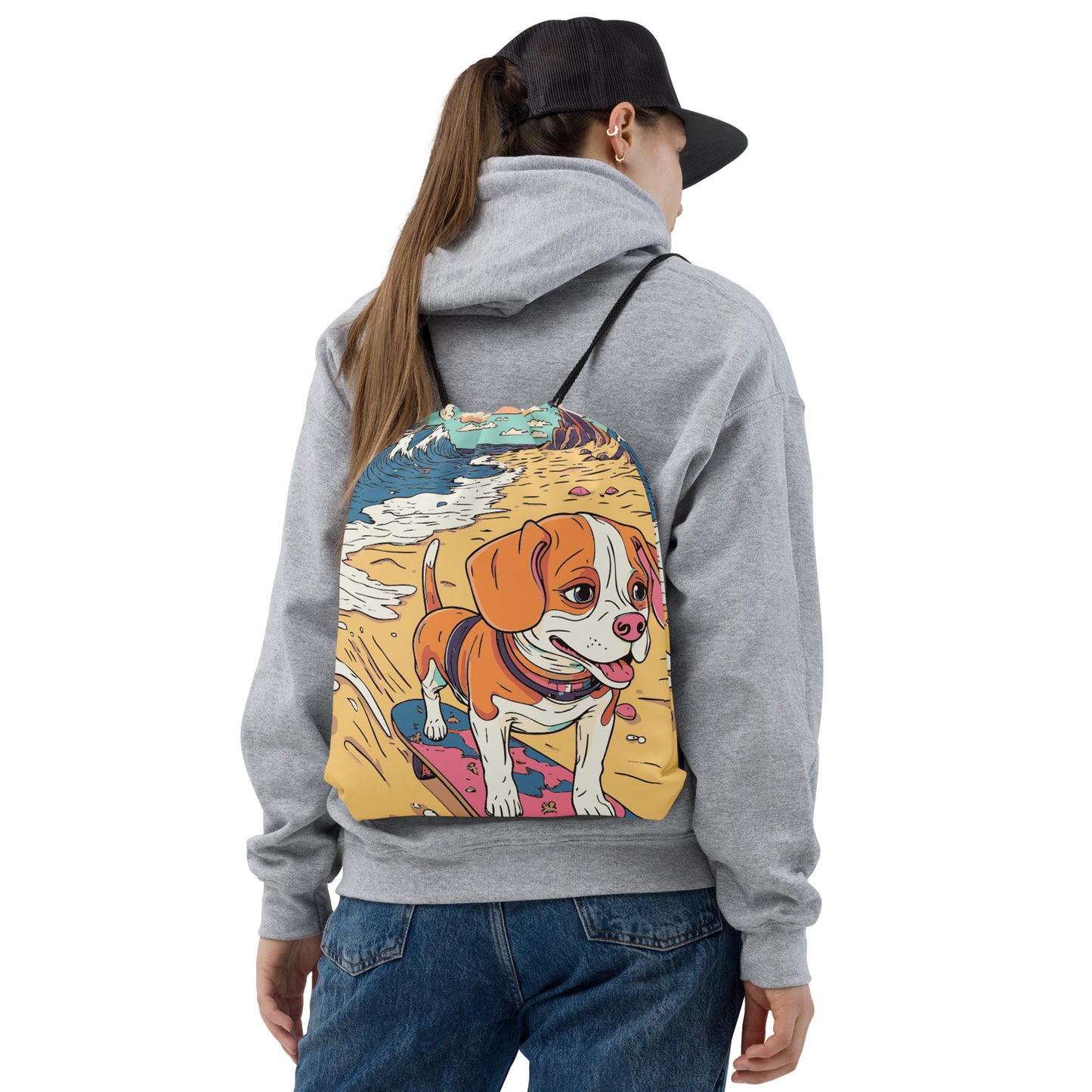 Skateboard Star with Paws! Drawstring bag