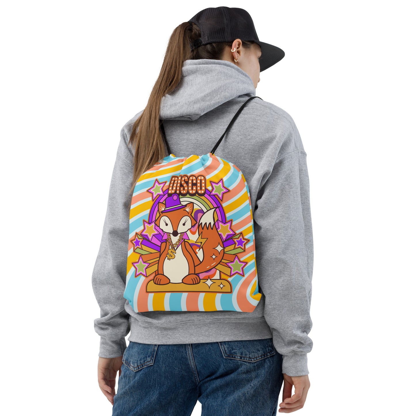 Disco Fox Drawstring bag