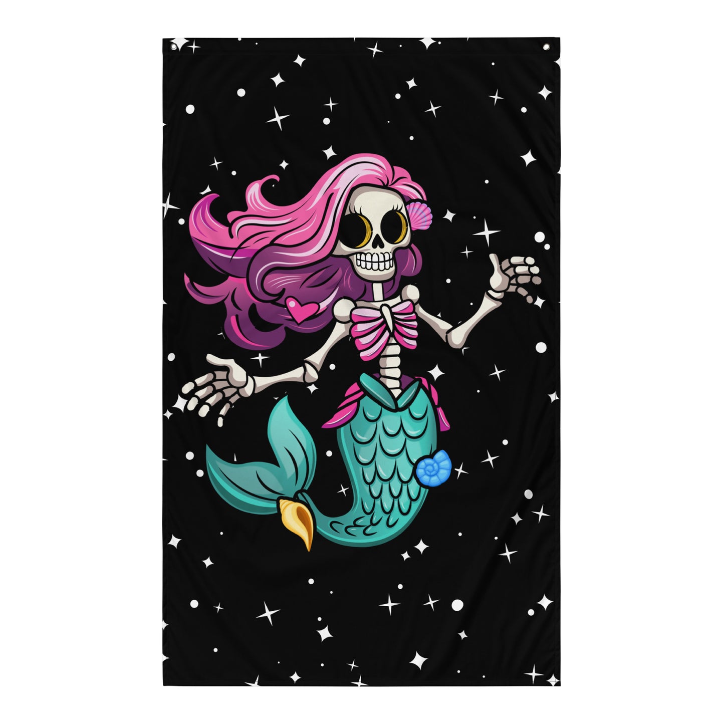 Skeleton Mermaid Flag