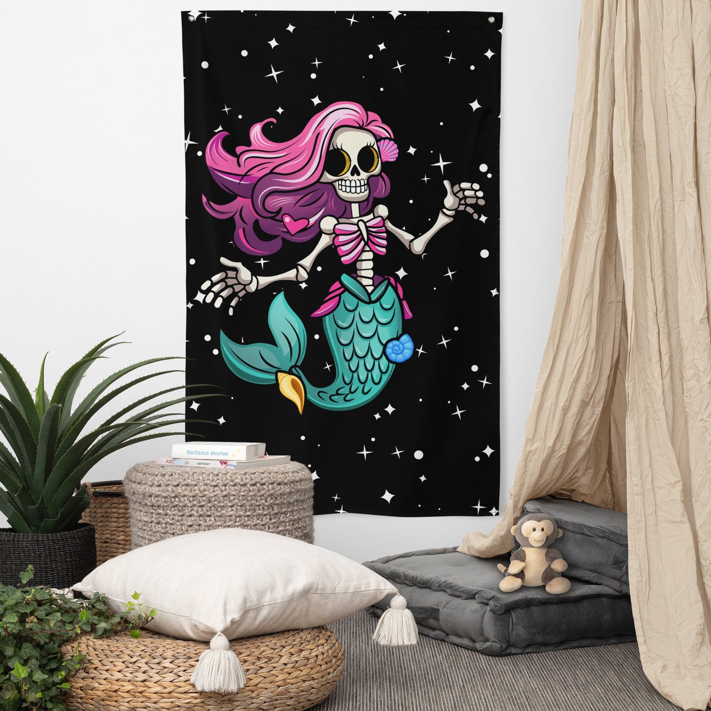 Skeleton Mermaid Flag