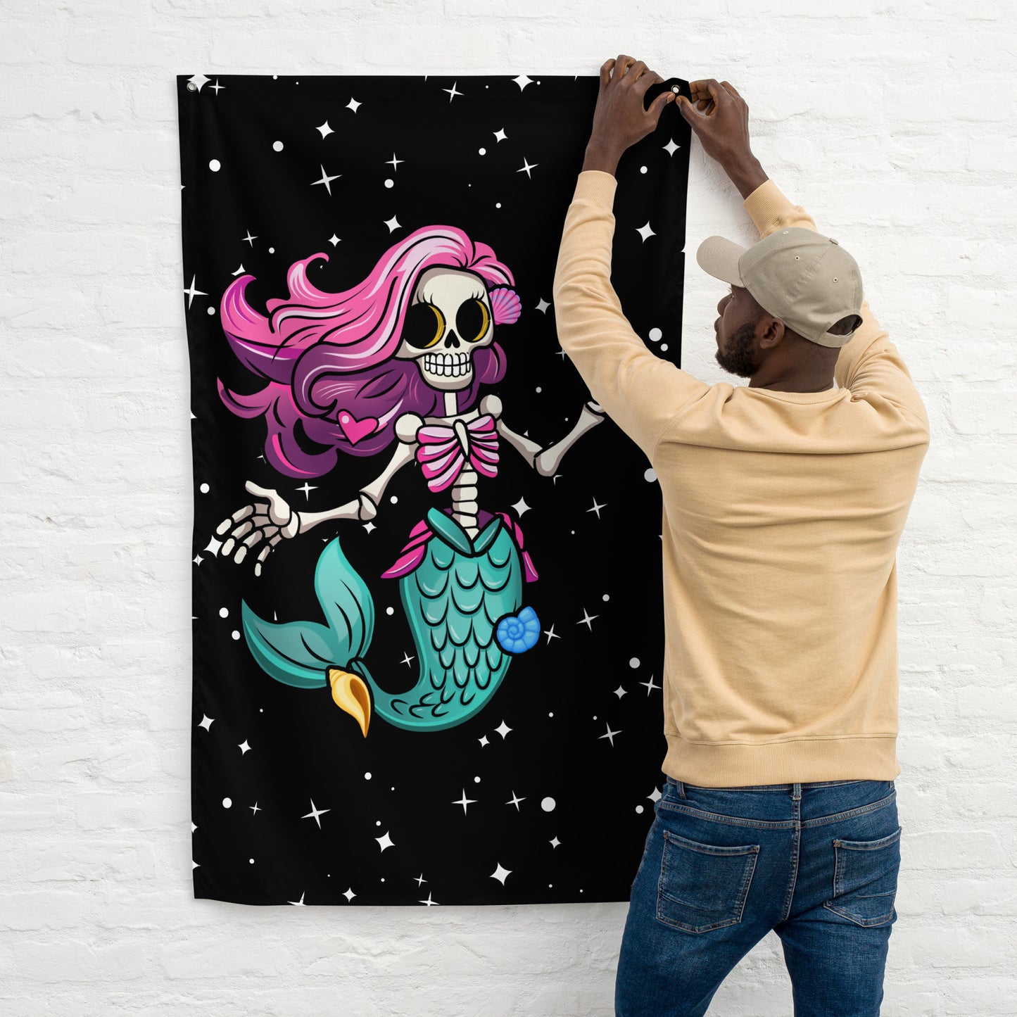 Skeleton Mermaid Flag