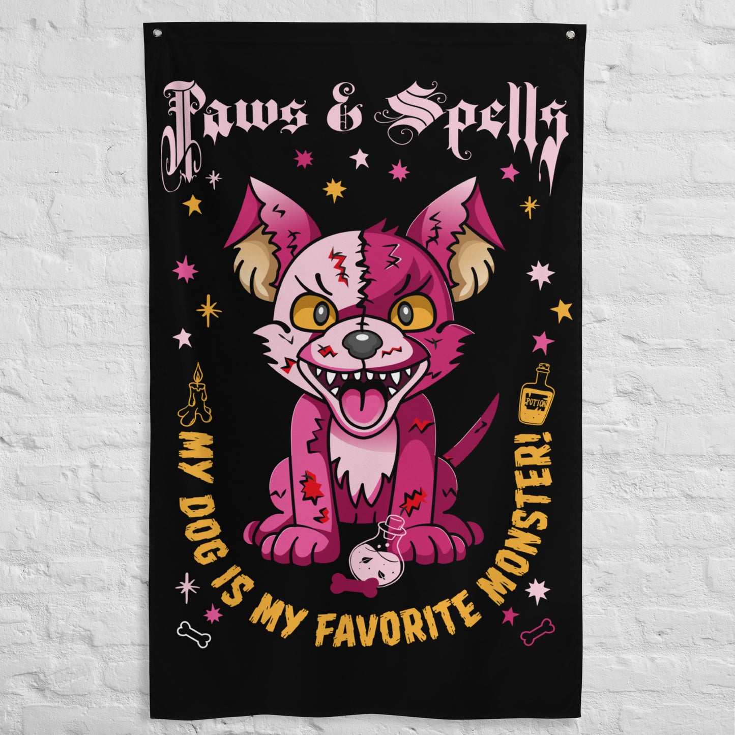 The Creepy Cute Plush Dog Flag