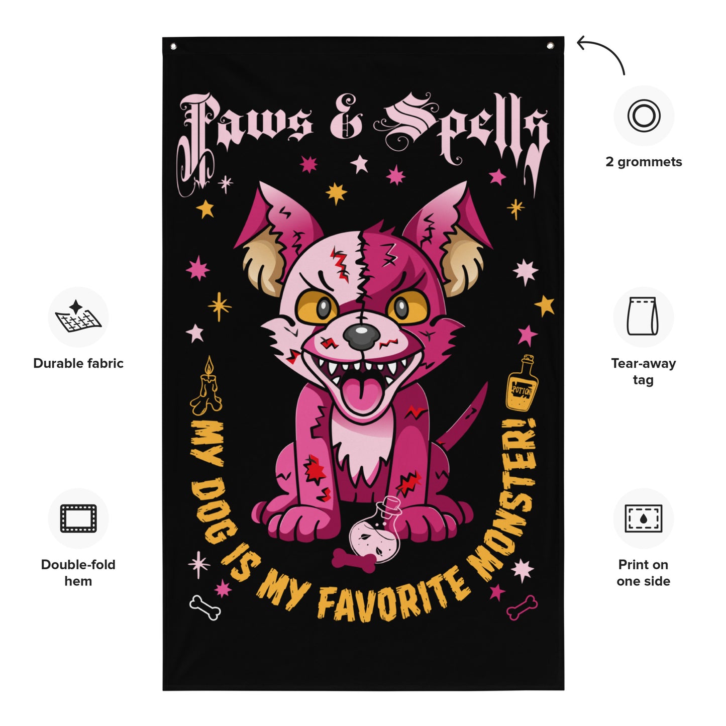 The Creepy Cute Plush Dog Flag