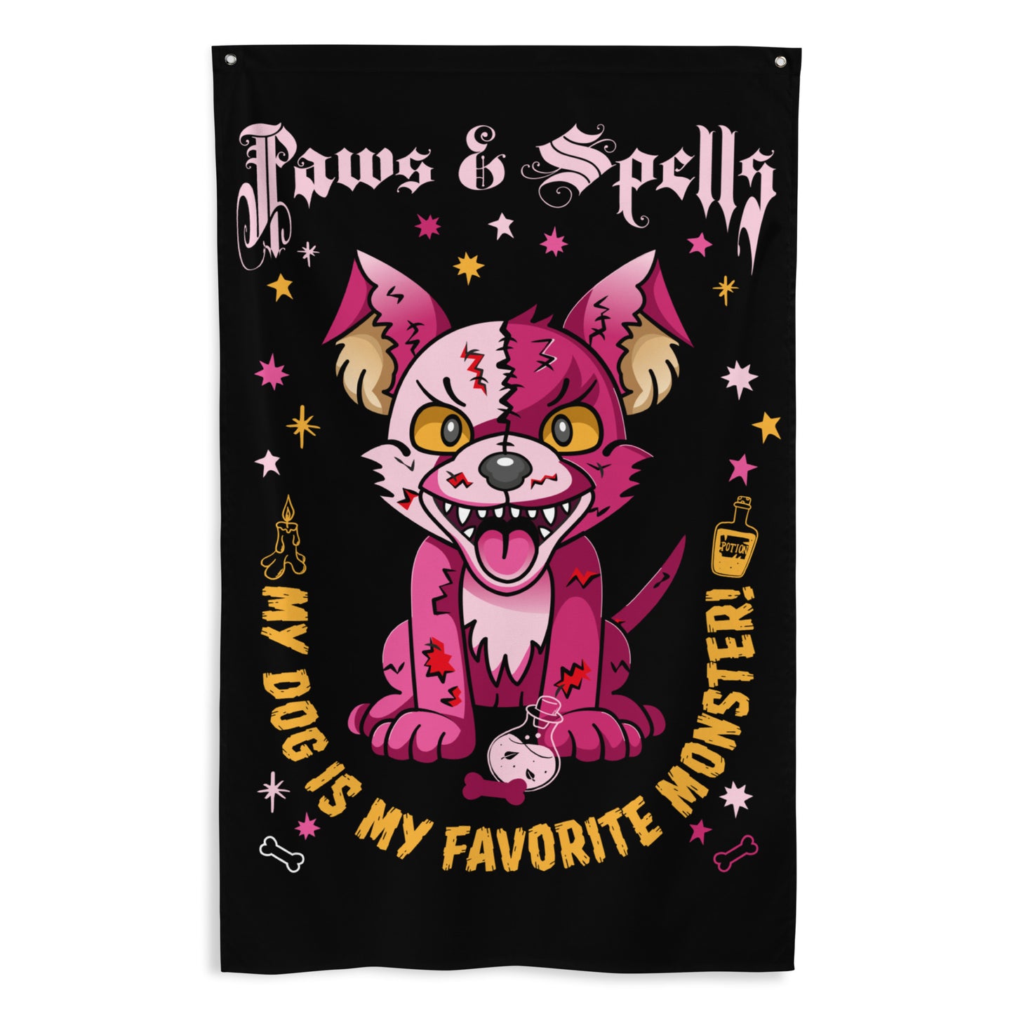 The Creepy Cute Plush Dog Flag