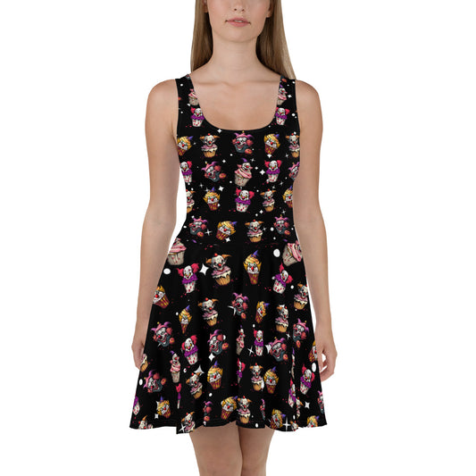 Evil Clown Cupcakes Skater Dress