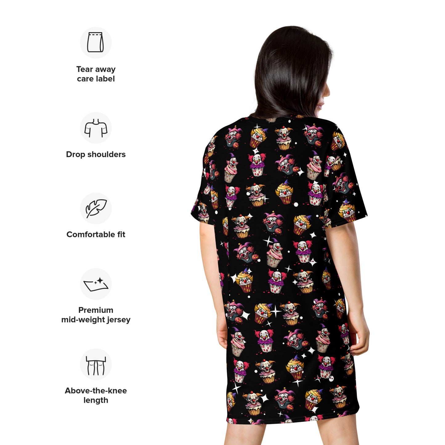 Evil Clown Cupcakes T-shirt dress