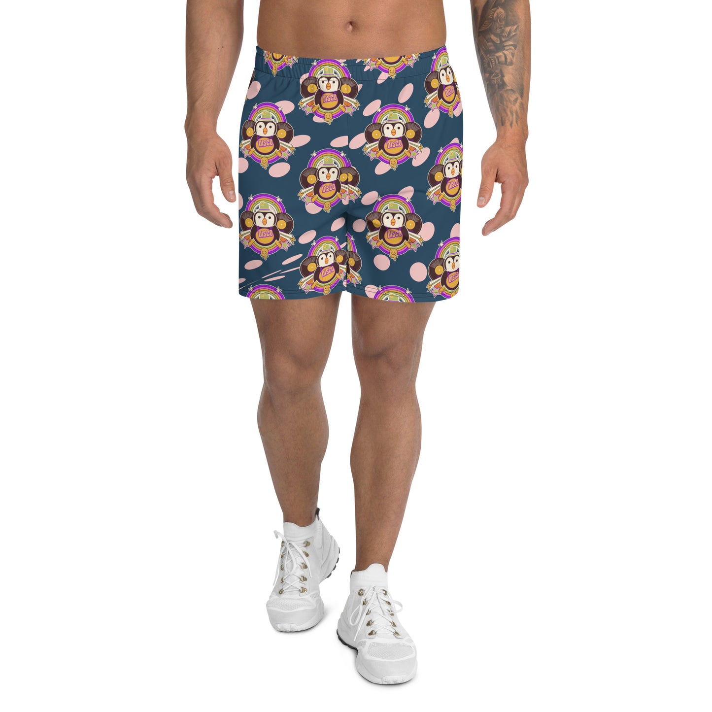 Disco Pinguin All-Over Print Unisex Athletic Long Shorts