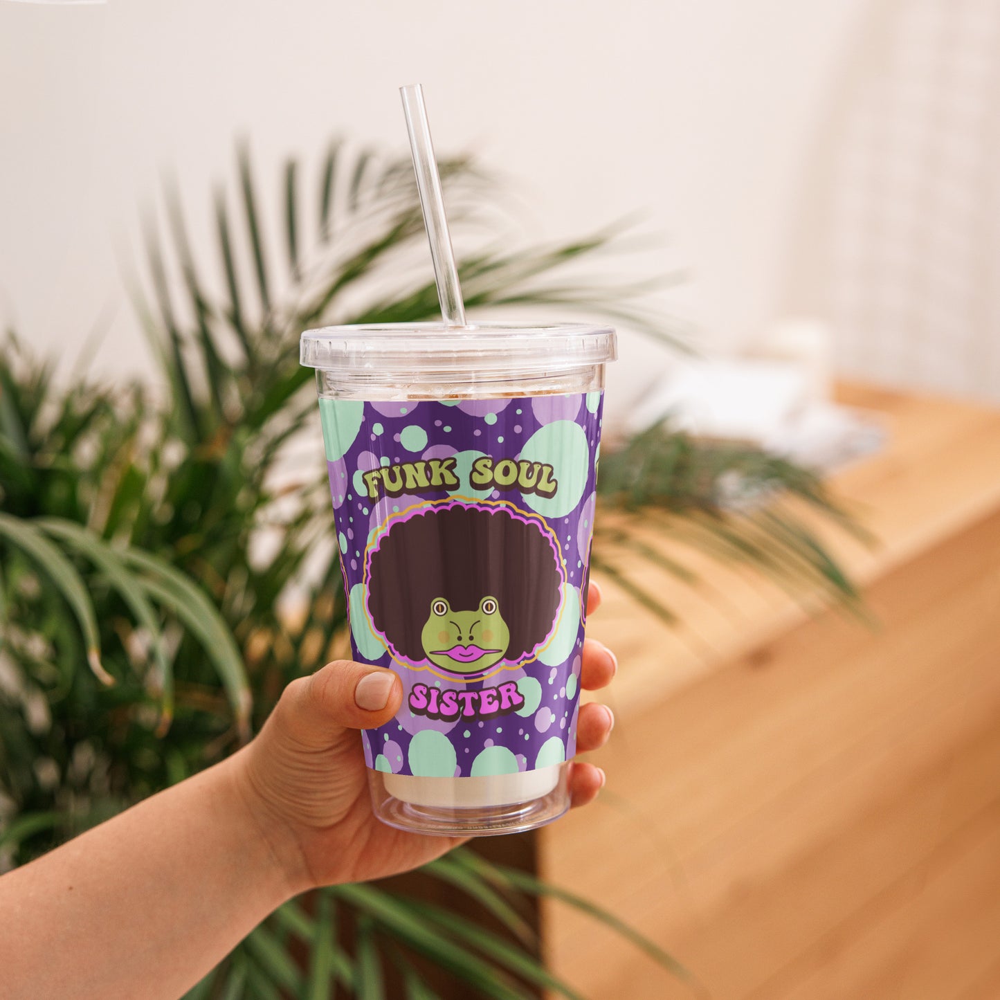 Funk Soul Sister clear plastic tumbler