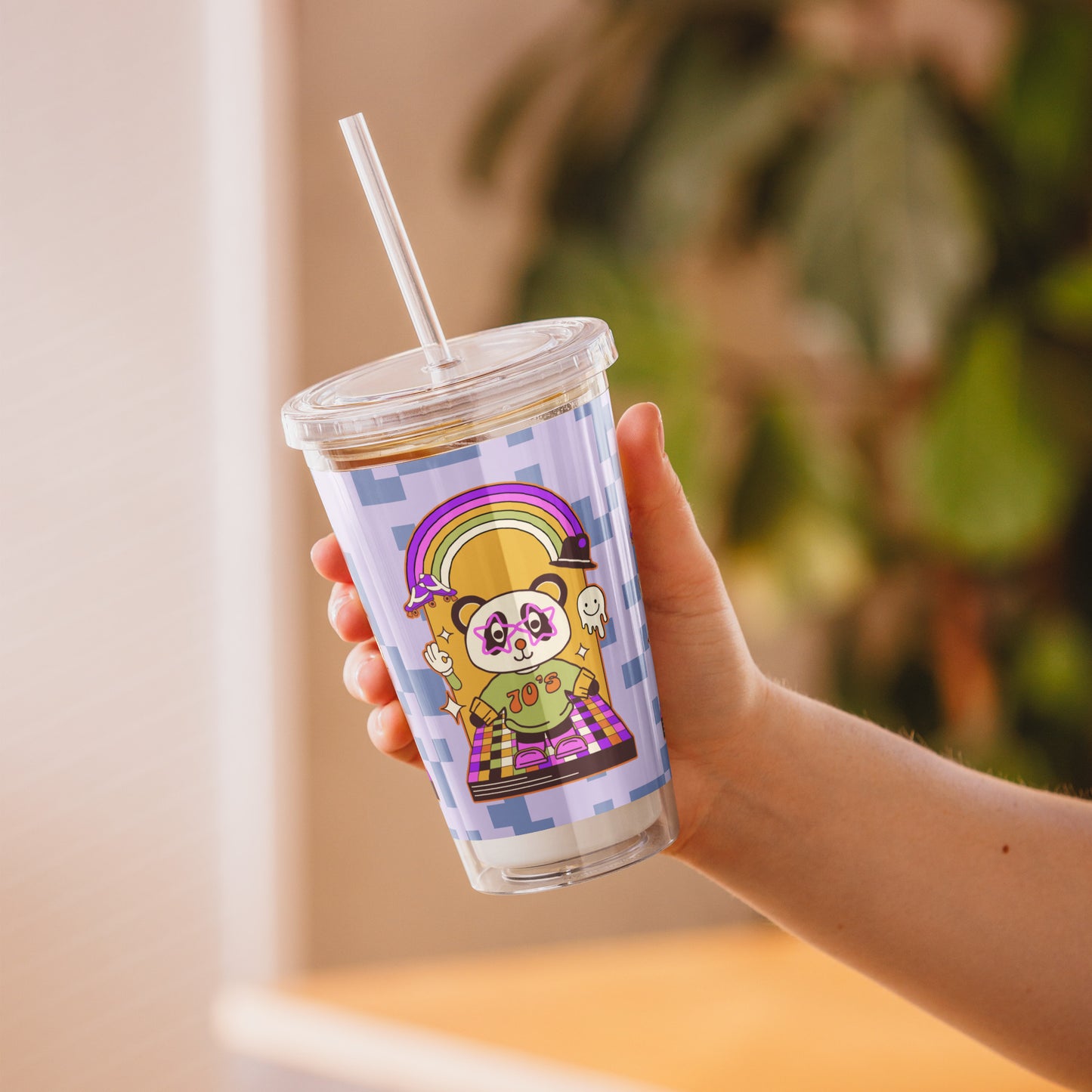 Disco Panda Clear plastic tumbler