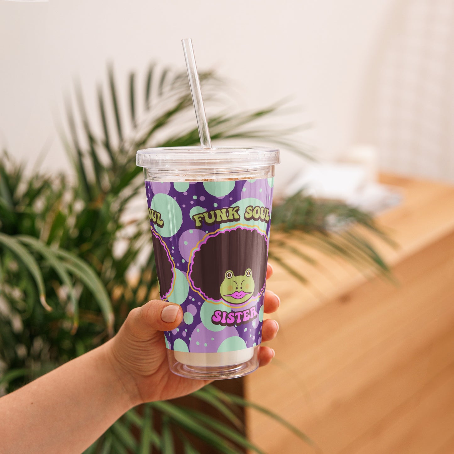 Funk Soul Sister clear plastic tumbler