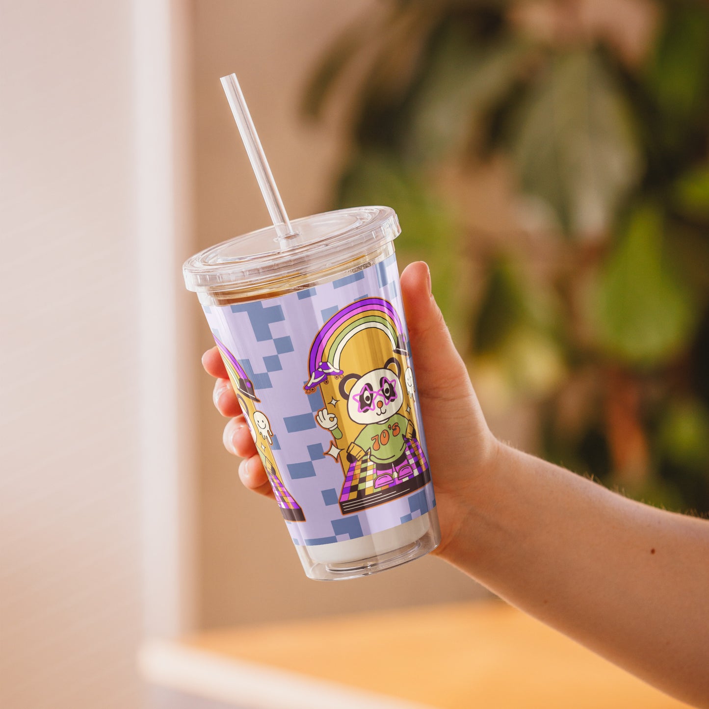 Disco Panda Clear plastic tumbler