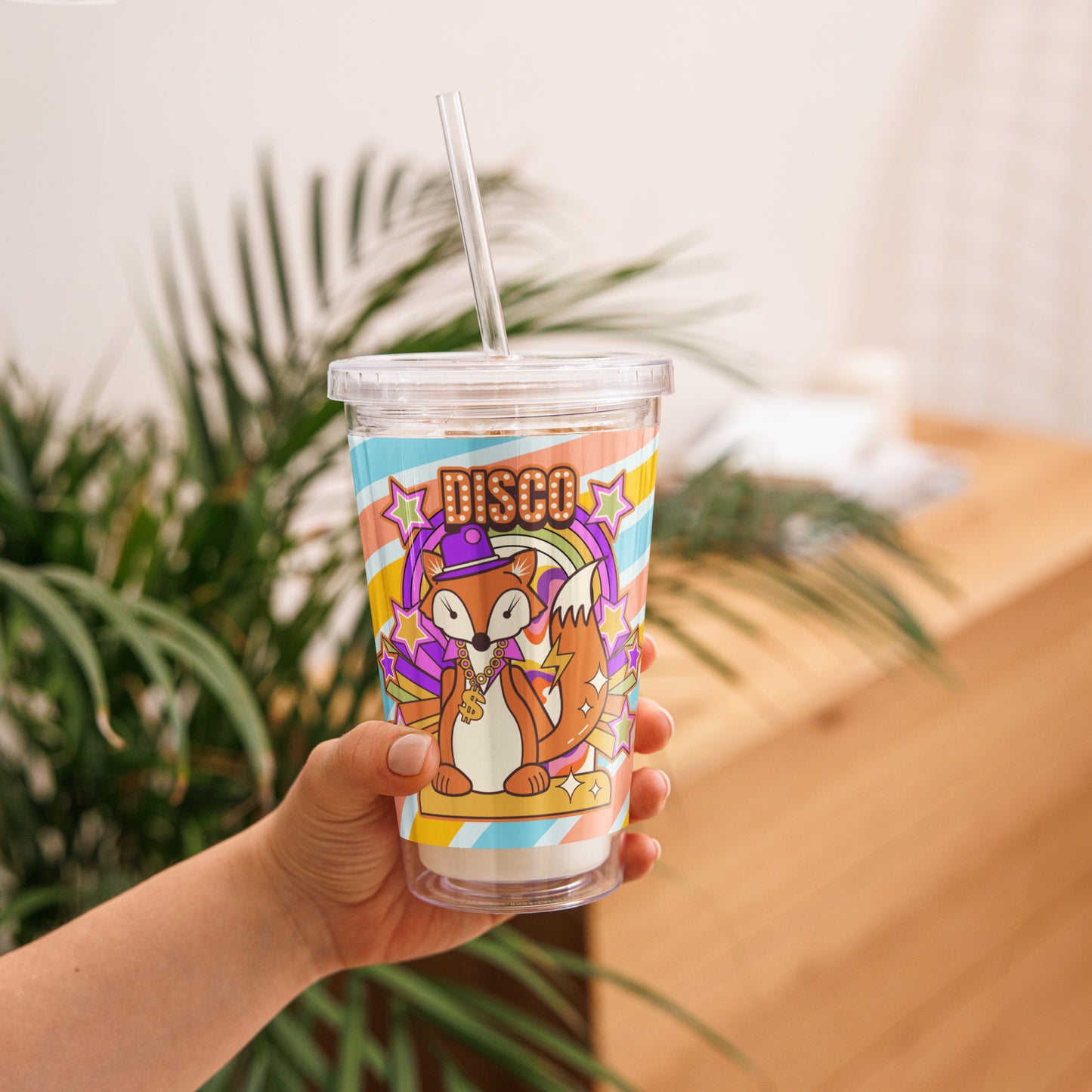 Disco Fox Clear plastic tumbler