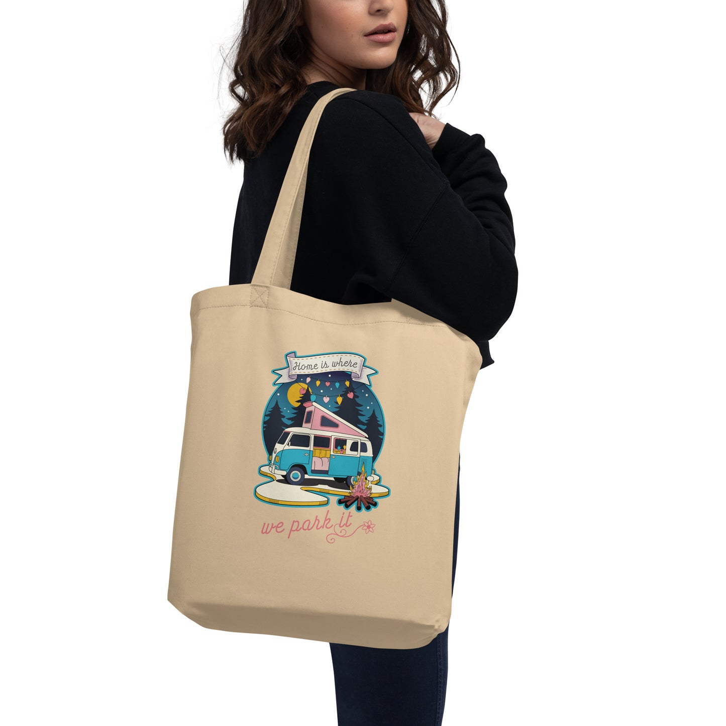 Home Is Where We Park It - Retro Camper Van Adventure Design Eco Tote Bag