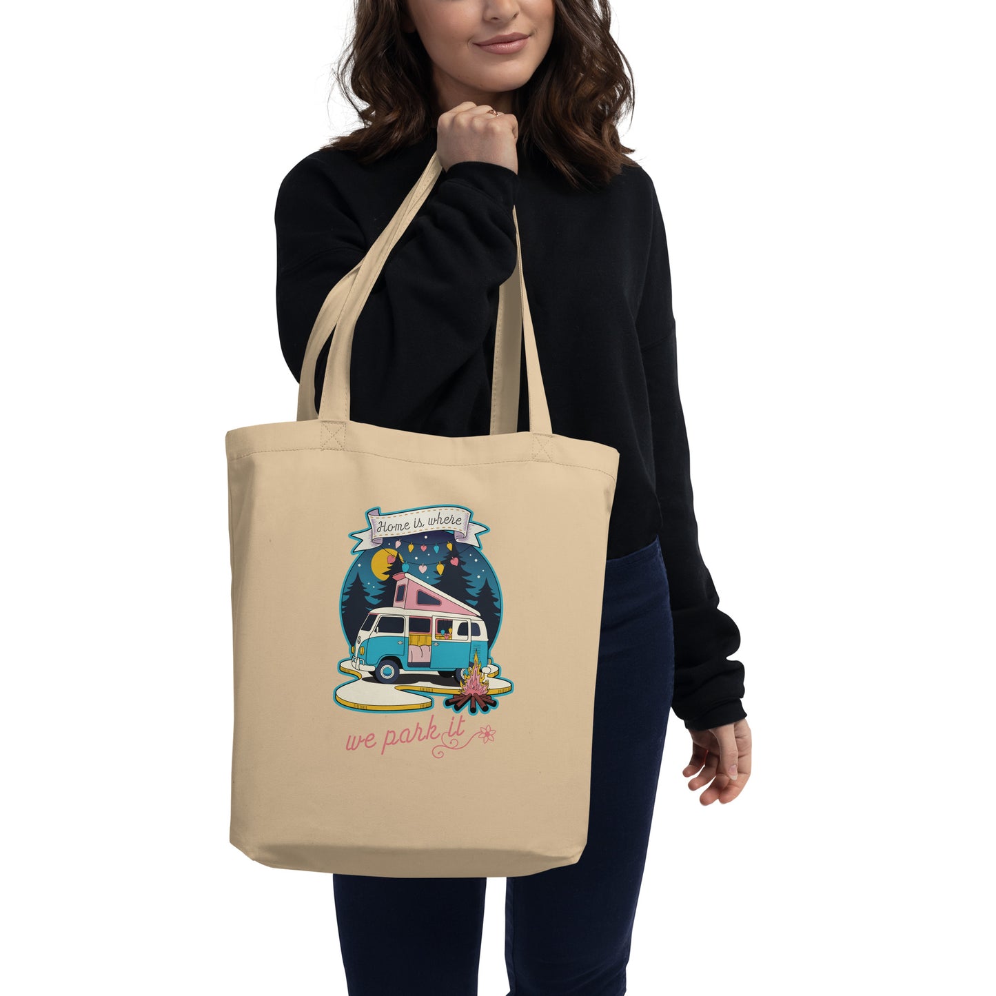 Home Is Where We Park It - Retro Camper Van Adventure Design Eco Tote Bag