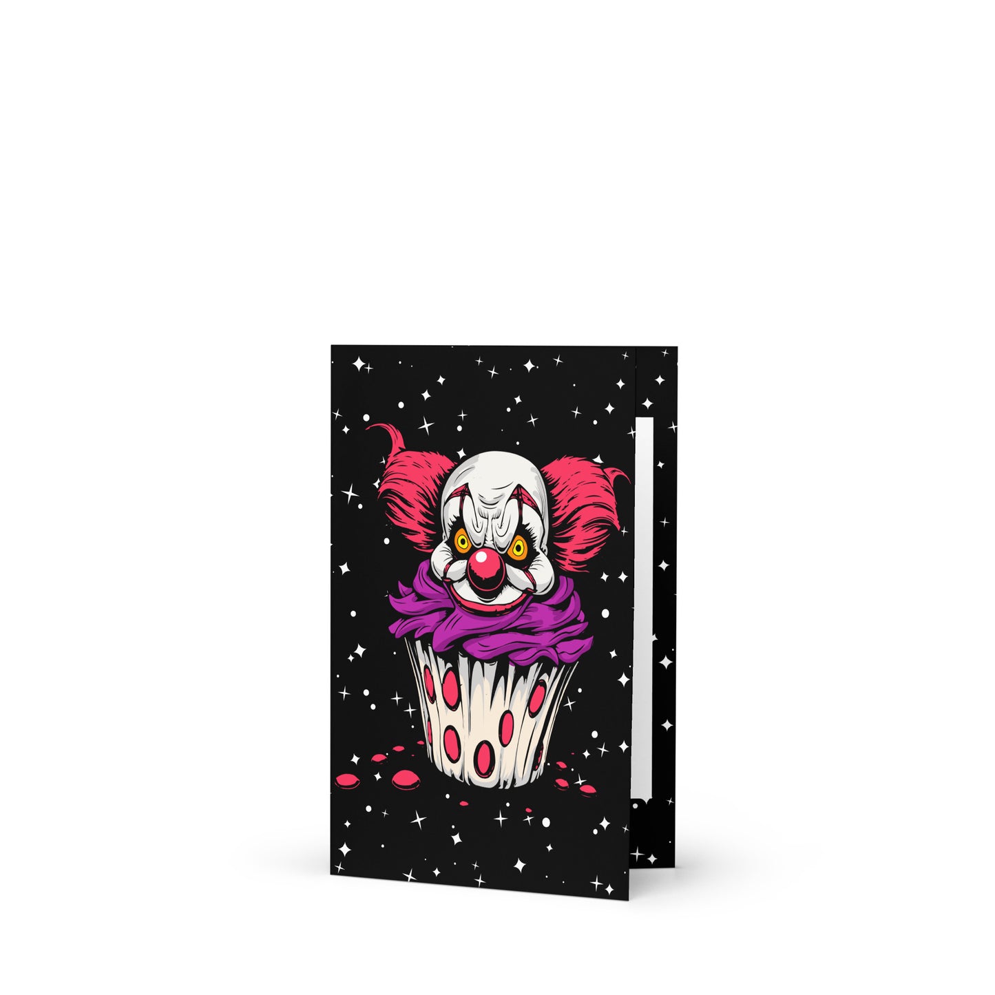 Vintage creepy clown cupcake Greeting card