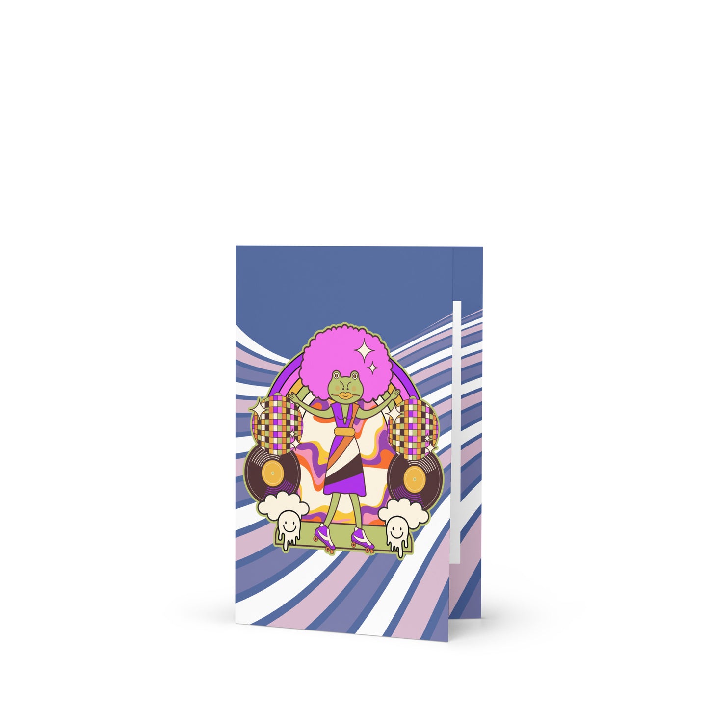 Disco Frog with pink hair Greeting card