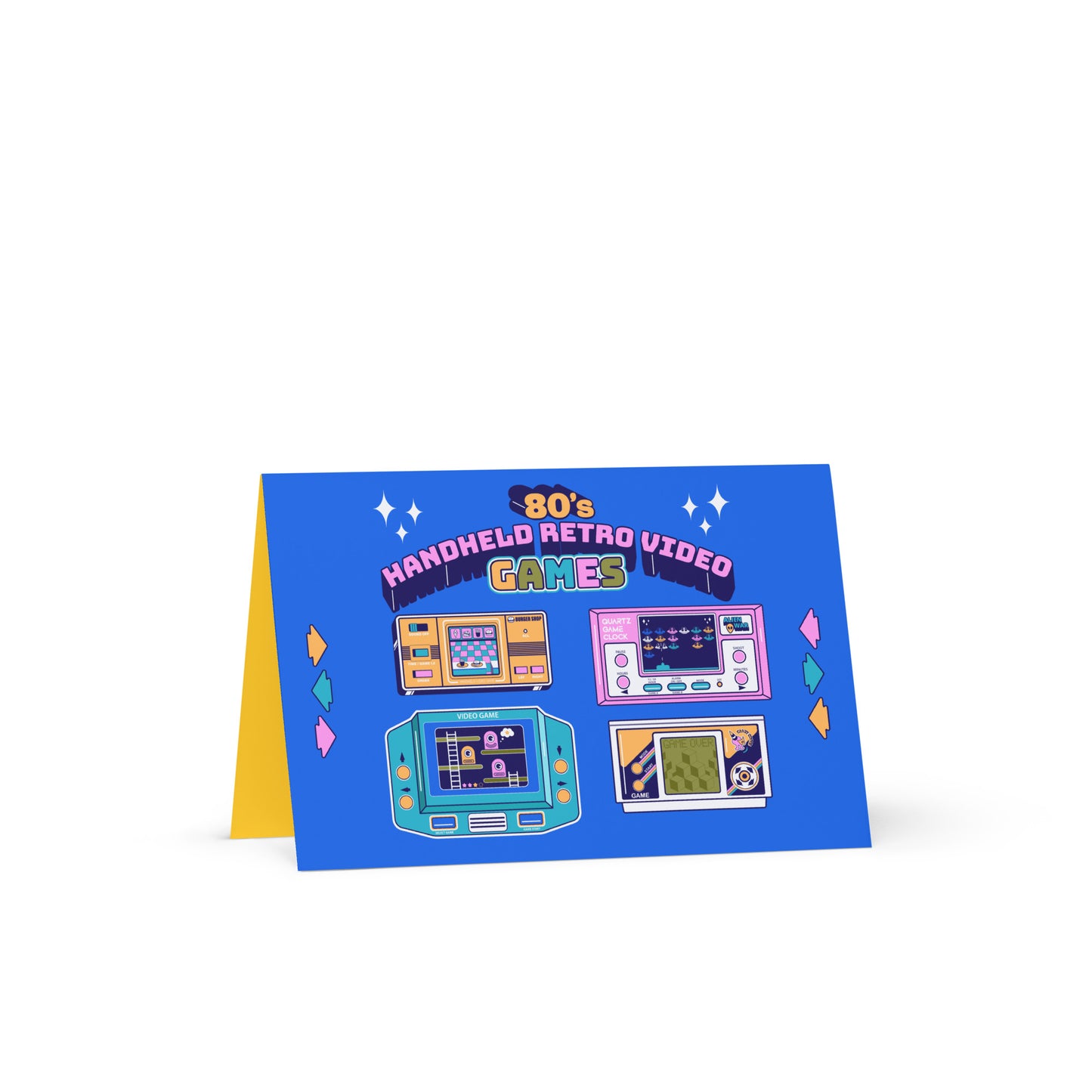 80's Handheld Retro Video Games Greeting card