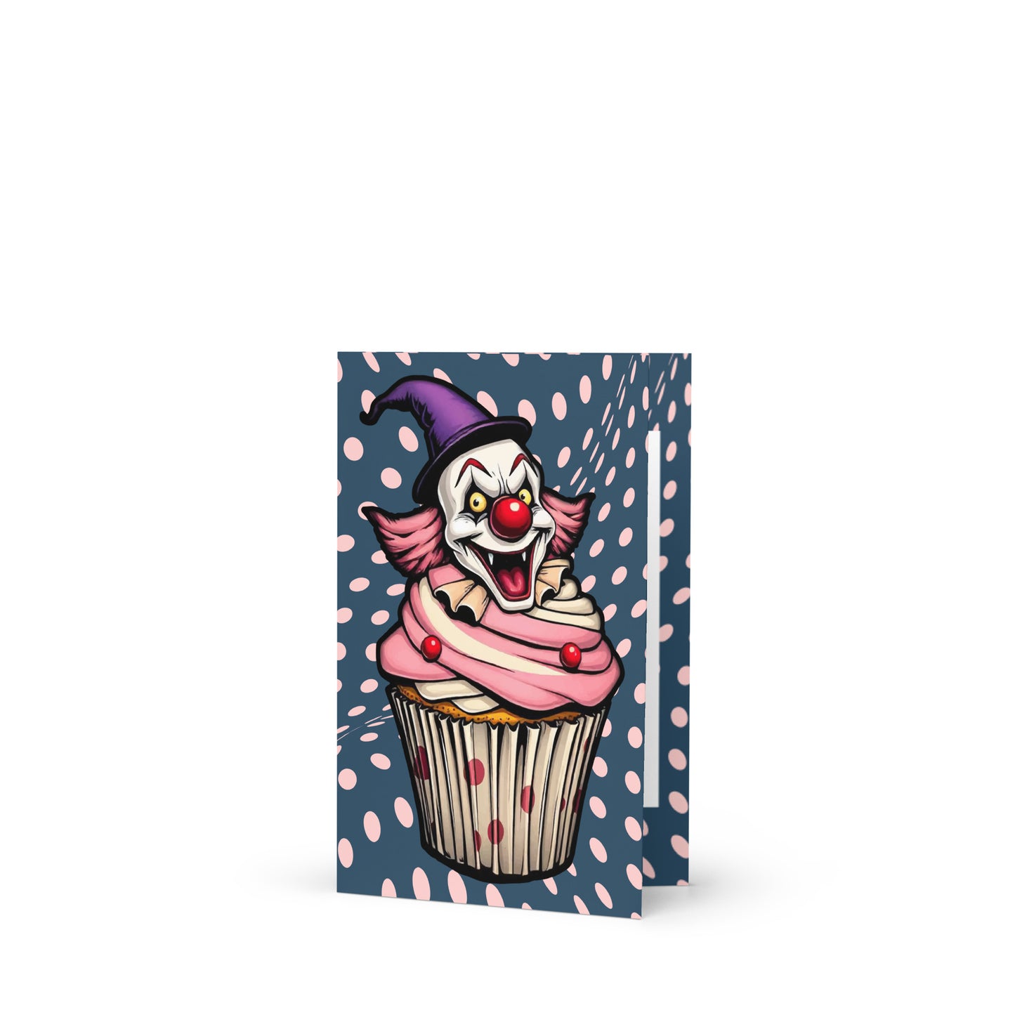 Creepy Clown Cupcake Greeting card