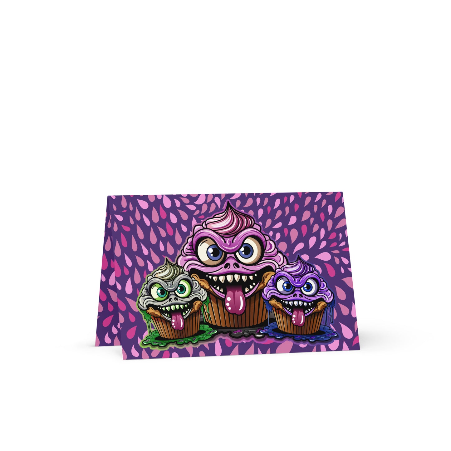 3 Evil Cupcake Monsters Greeting card