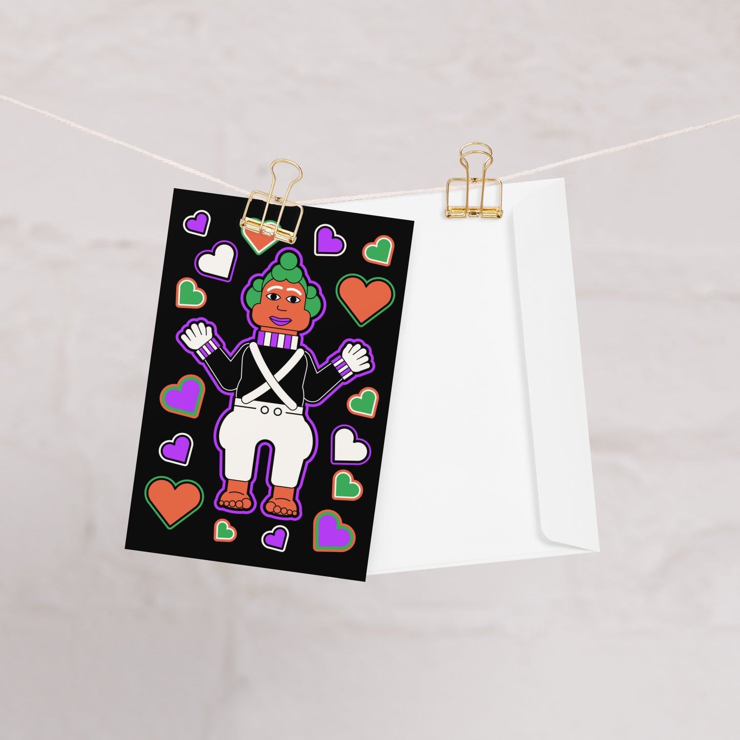 Oompa Loompa in love greeting card