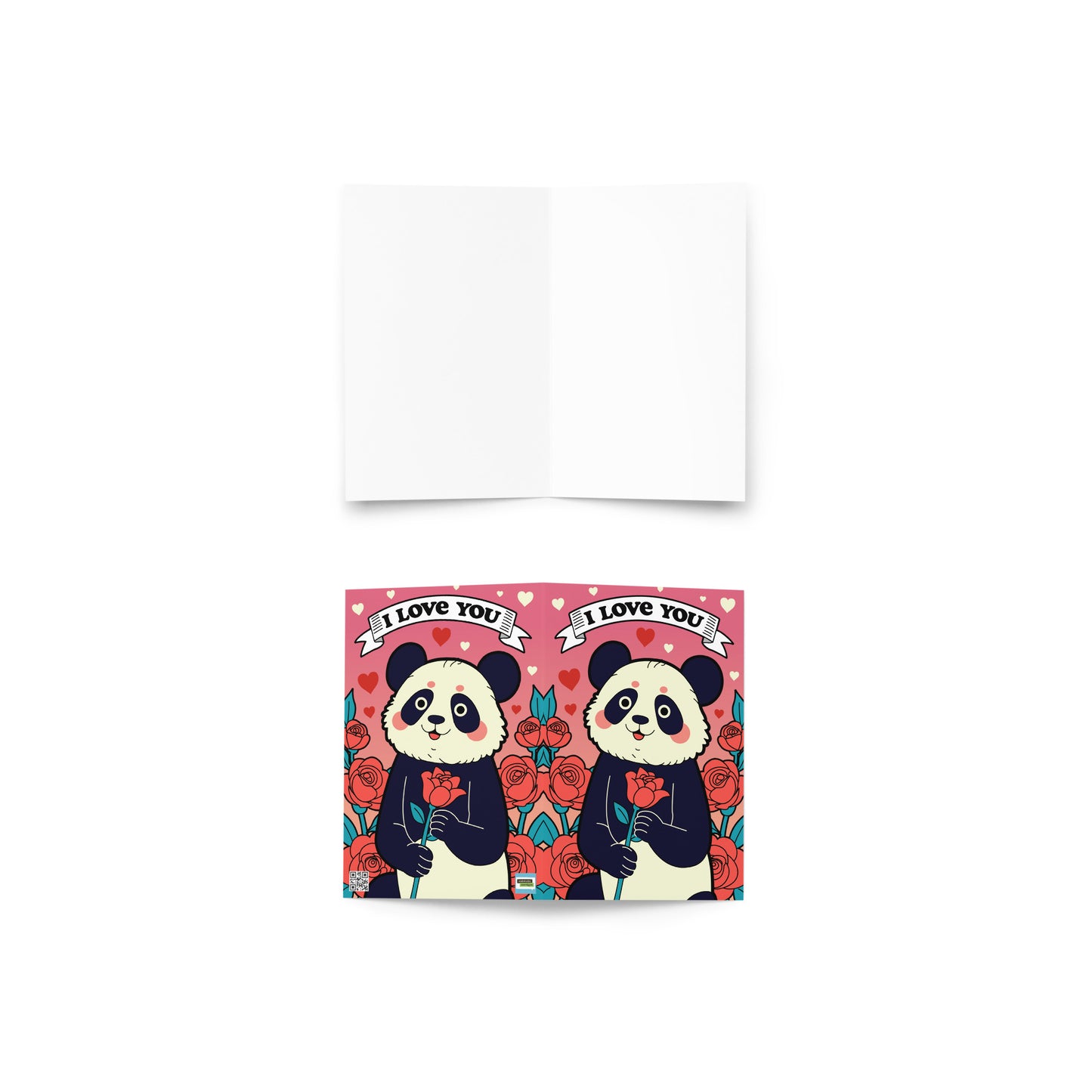 Romantic panda in love  greeting card