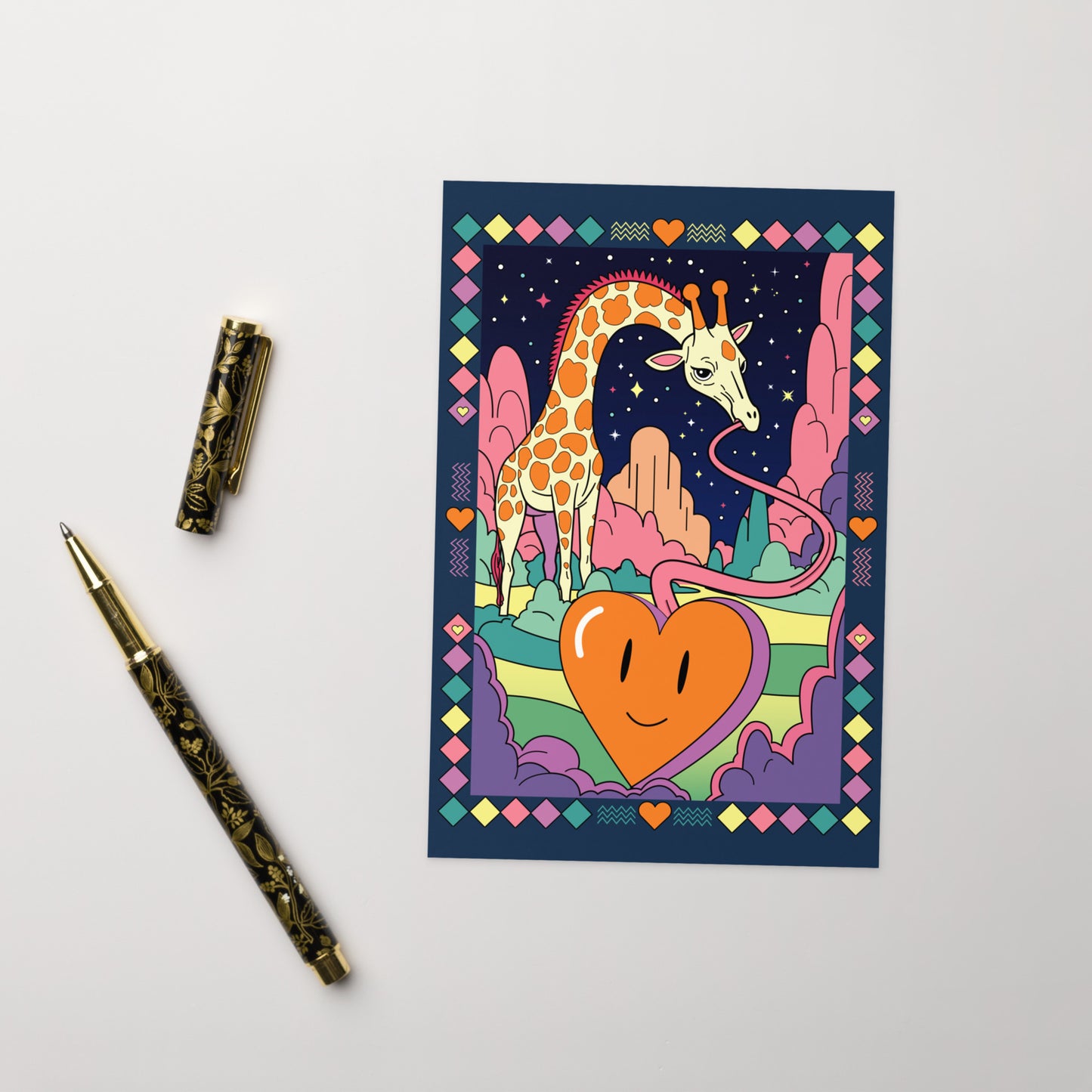 Cosmic love giraffe greeting card