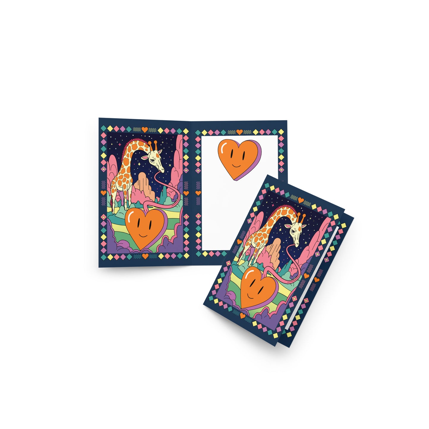 Cosmic love giraffe greeting card