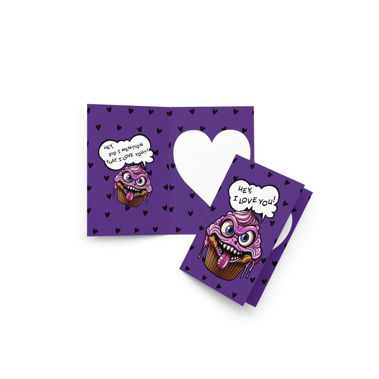 Evil Cupcake in Love greeting card