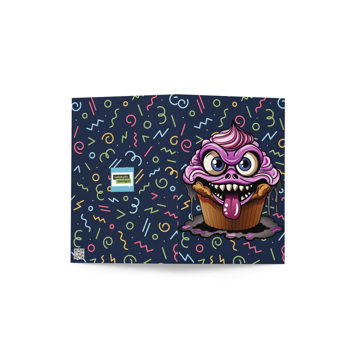 Evil Cupcake Monster Greeting card