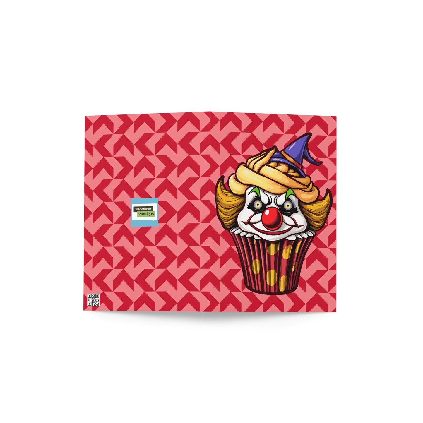 Clown Cupcake with witch hat Greeting card