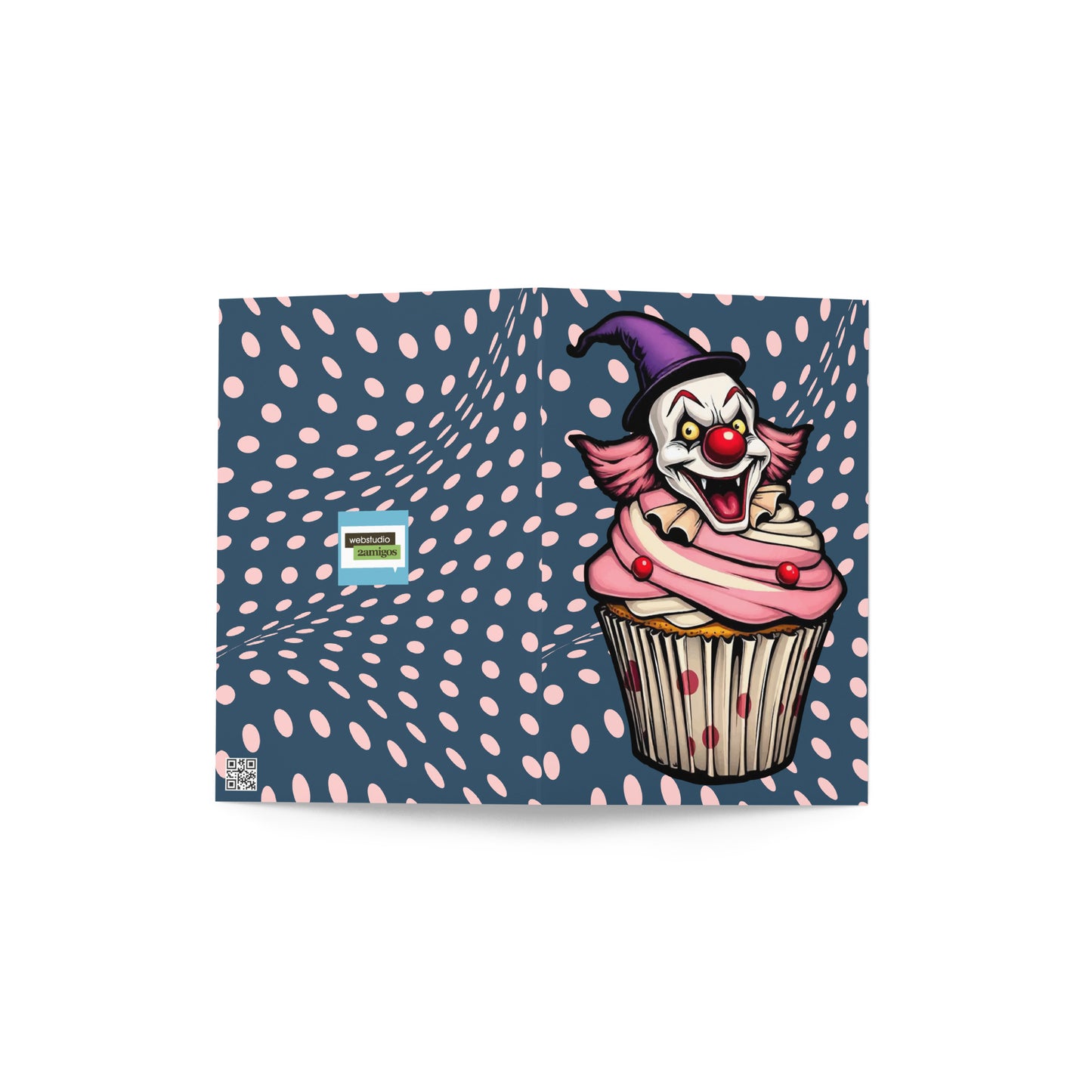 Creepy Clown Cupcake Greeting card