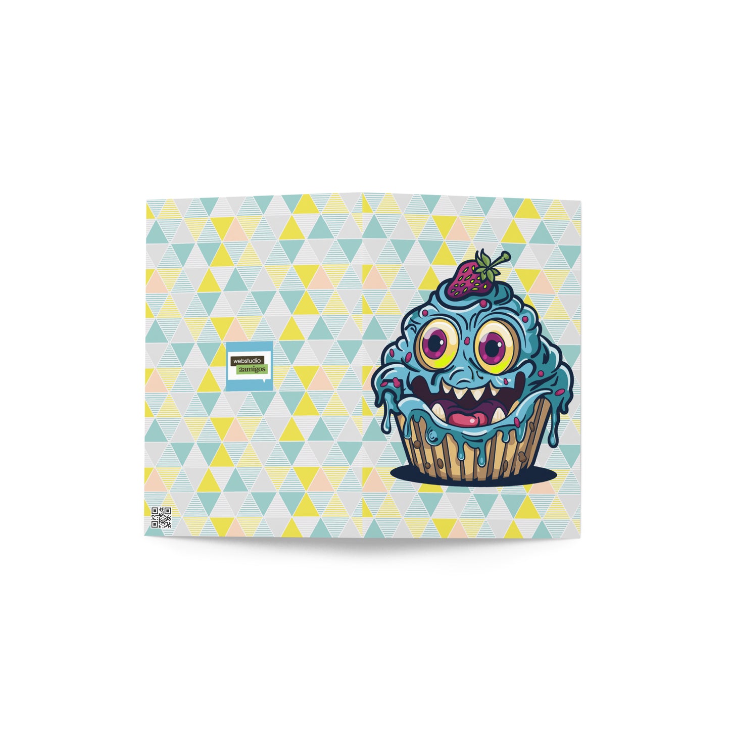 Happy -evil- blueberry cupcake monster Greeting card