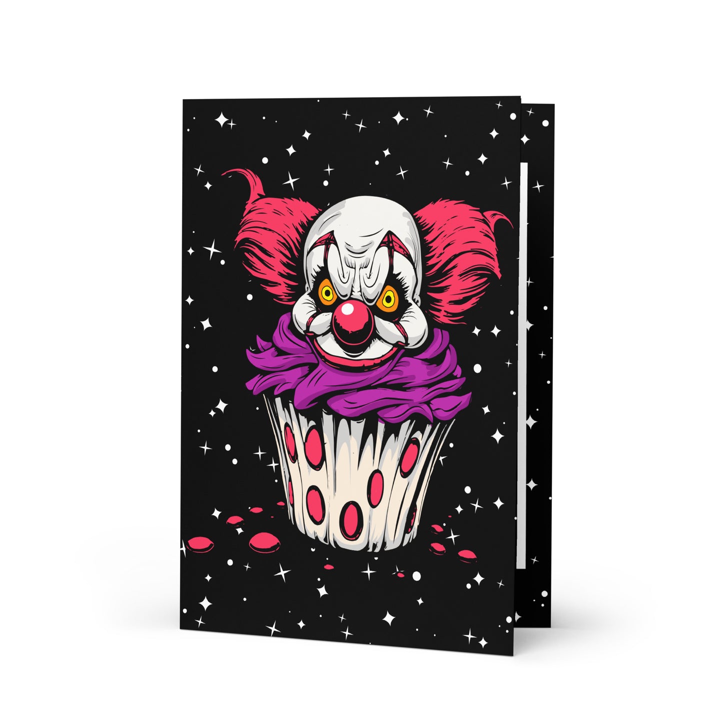 Vintage creepy clown cupcake Greeting card