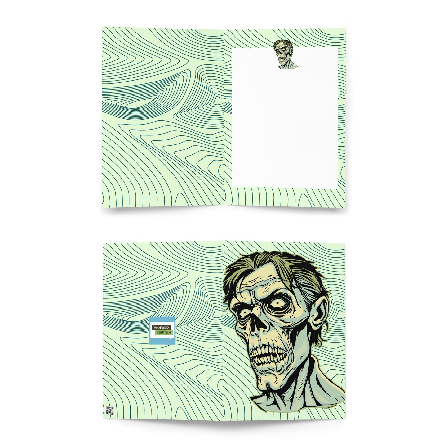 Franken zombie greeting card